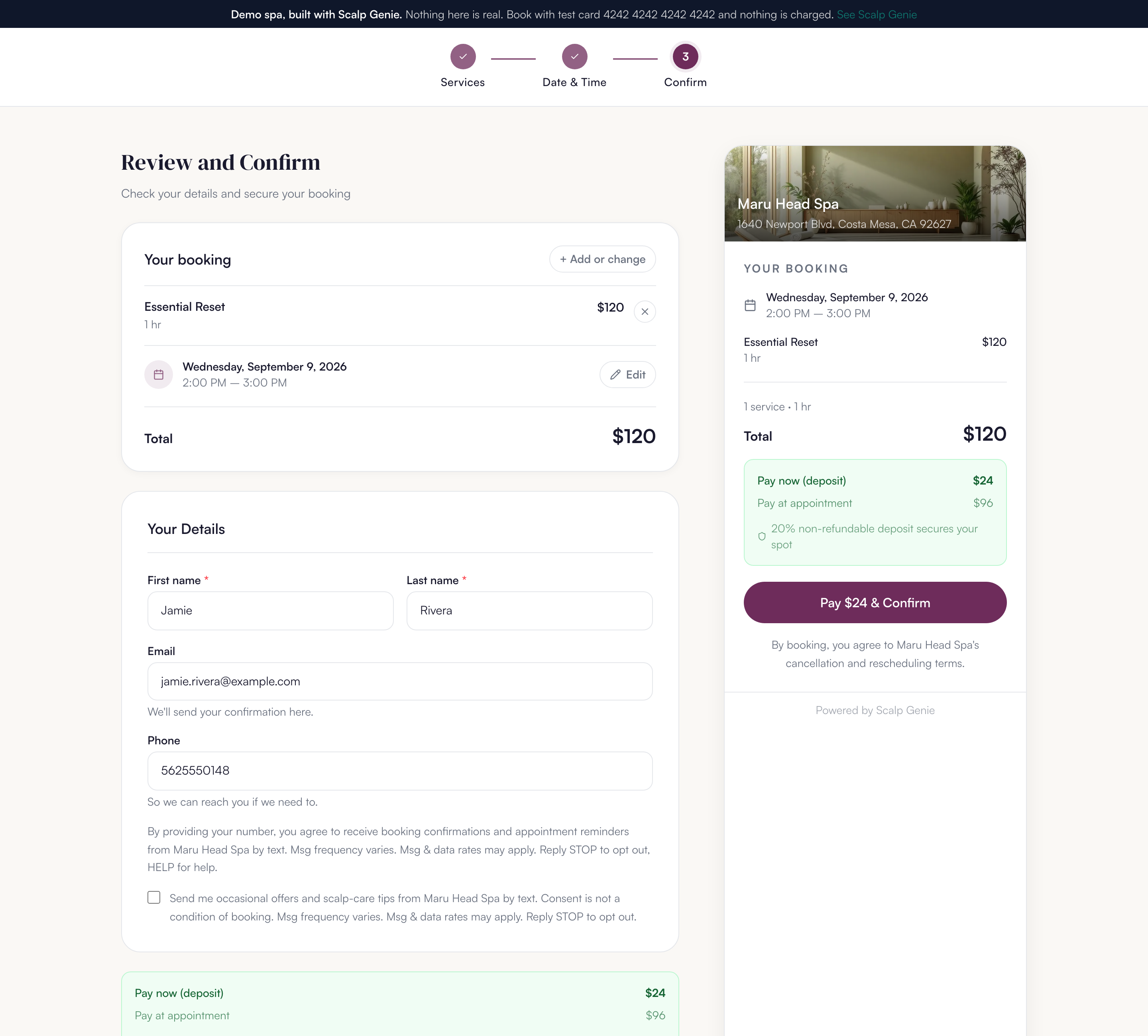 Scalp Genie — Deposits at booking