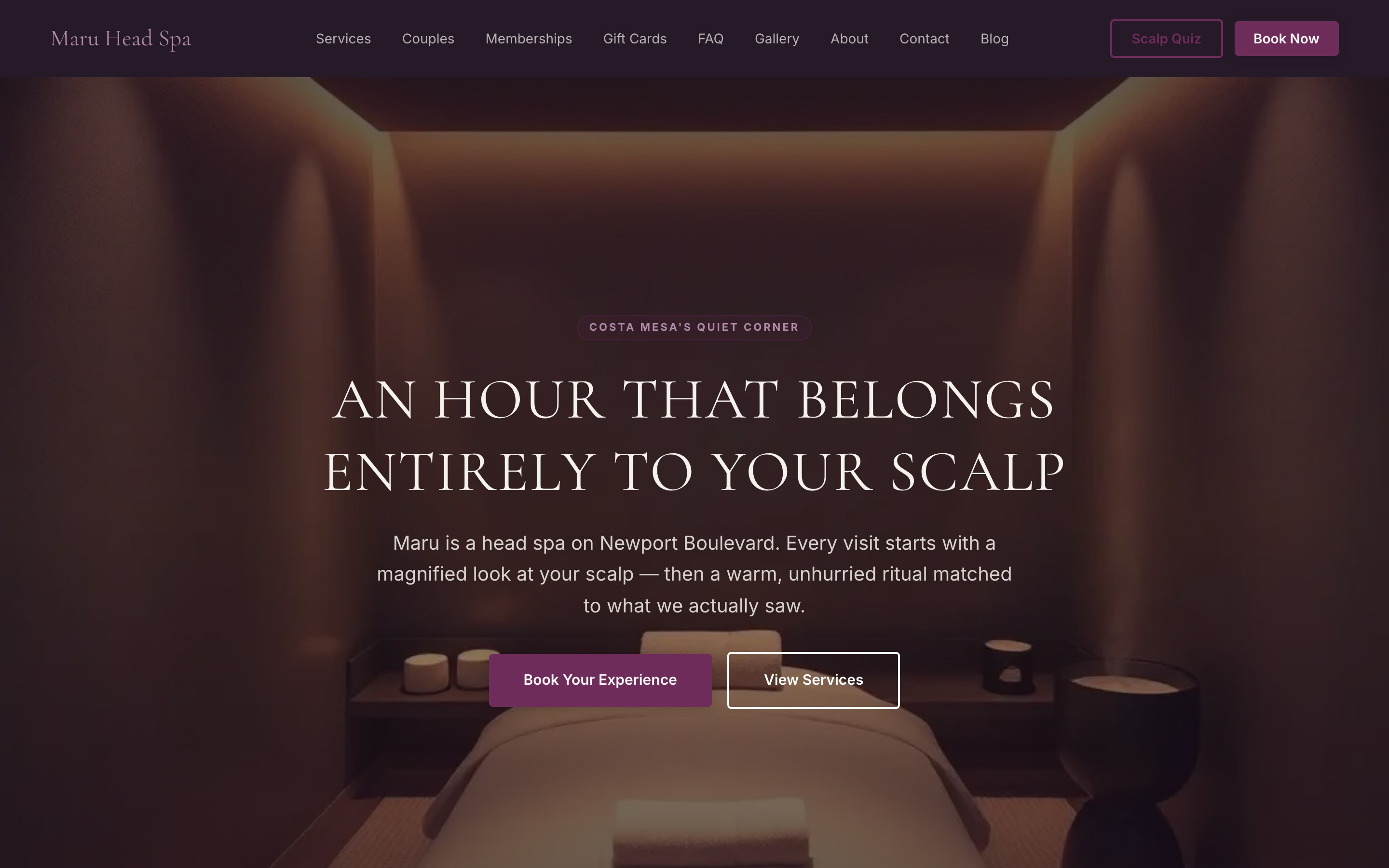 The demo spa's website, built with Scalp Genie